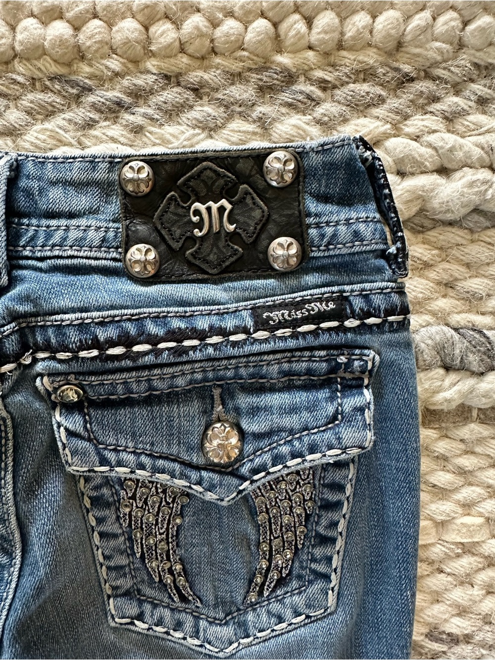 Y2K Miss Me Women's Dark Blue Bootcut Jeans size 25 - Picture 5 of 9